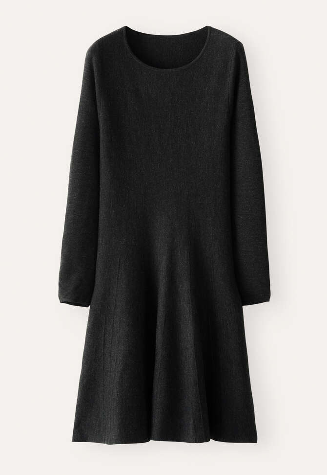 Knitted fit-and-flare dress, Washed black, completeTheLook