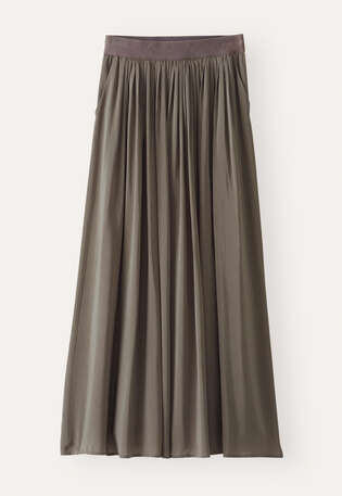 Long pleated skirt, Taupe grey, webstill