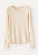 Ribbed long-sleeve top, Cream, webstill
