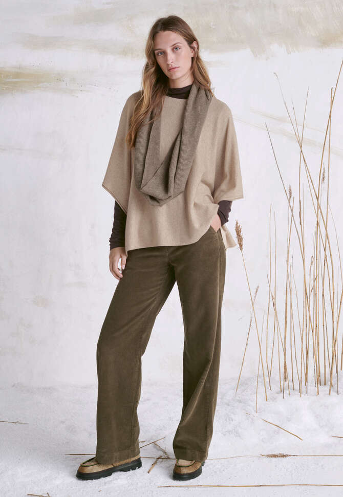 Wide-leg trousers, Brown khaki, completeTheLook