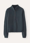 Buttoned-neck sweater, Petrol slate, webstill
