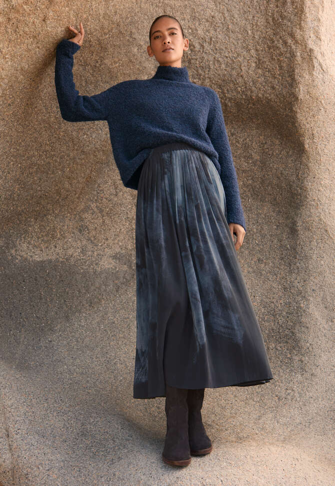 Printed pleated skirt, Midnight, completeTheLook