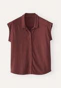 Cap-sleeve jersey shirt, Red plum, webstill