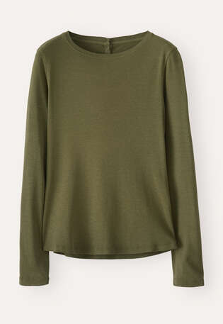 Ribbed long-sleeve top, Forest, webstill