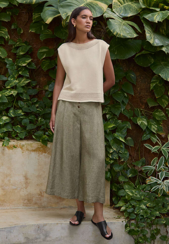 Crochet-stitch sweater, Parchment, completeTheLook