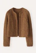 Cable-stitch cardigan, Toffee, webstill