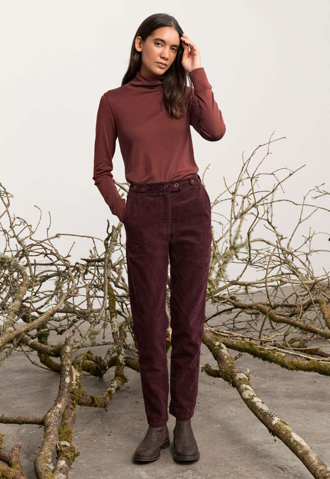 High-neck jersey top, Dark copper, completeTheLook