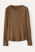 Ribbed long-sleeve top, Dark tan, webstill