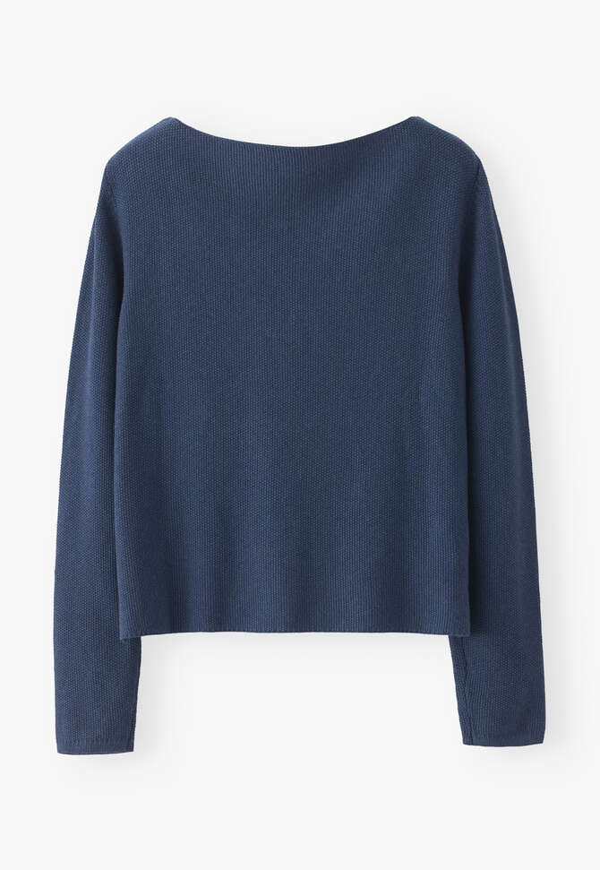 Boat-neck sweater, Dark blue, completeTheLook