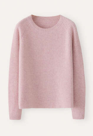 Ribbed crew-neck sweater, Soft orchid, webstill