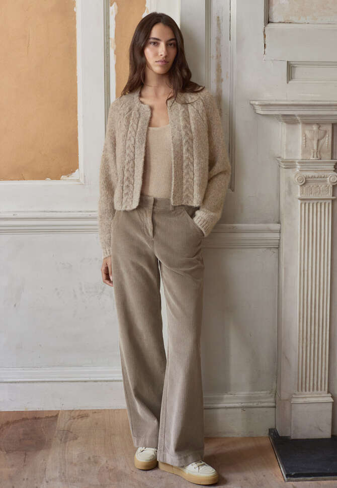 Cable-stitch cardigan, Shell grey, completeTheLook
