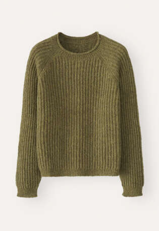 Round-neck ribbed sweater, Olive green, webstill