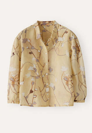 Printed pleat sleeve shirt, Pale honey, webstill