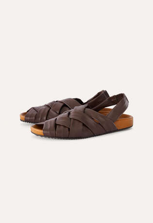 Leather cross-over sandal, Chocolate, webstill