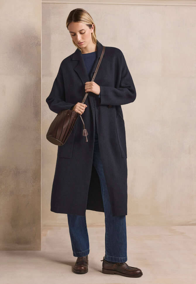 Knitted coatigan, Blue black, completeTheLook