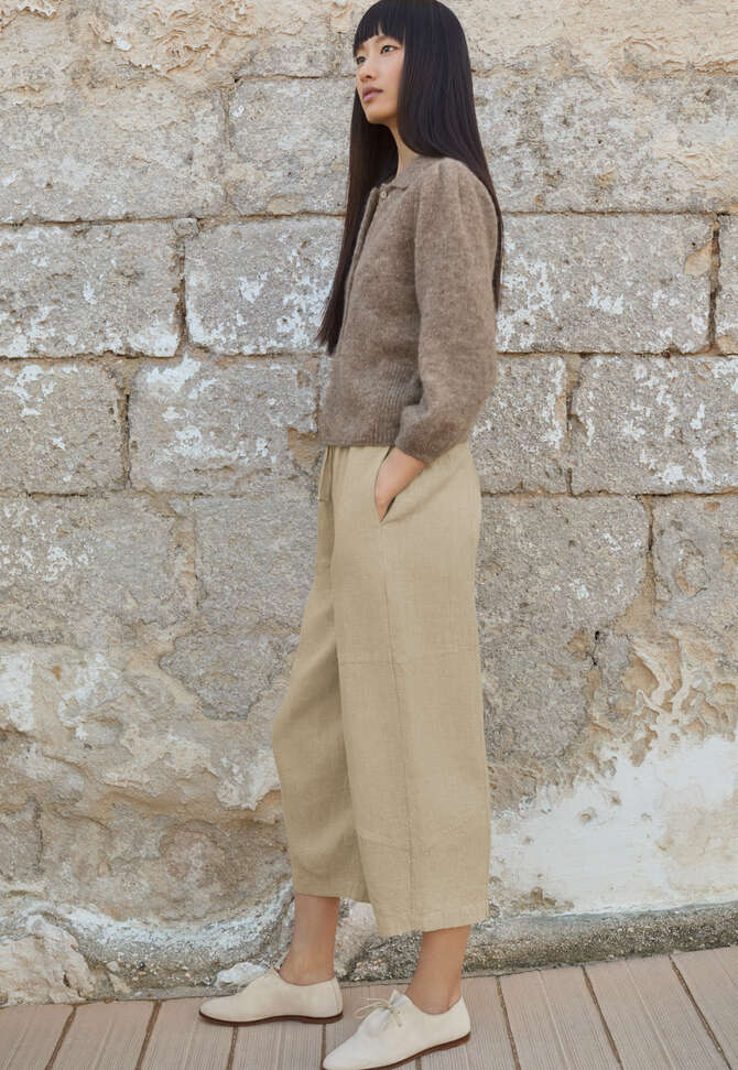 Drawstring trousers, Soft ochre, completeTheLook