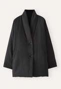 Shawl collar padded coat, Charcoal, webstill