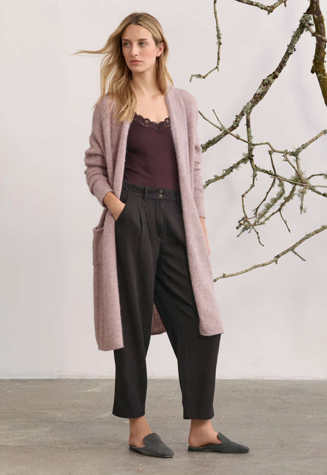 Tapered trousers, Brown black, completeTheLook