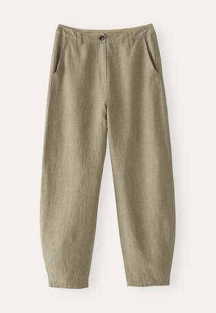 Striped dart-hem trousers, Khaki, webstill