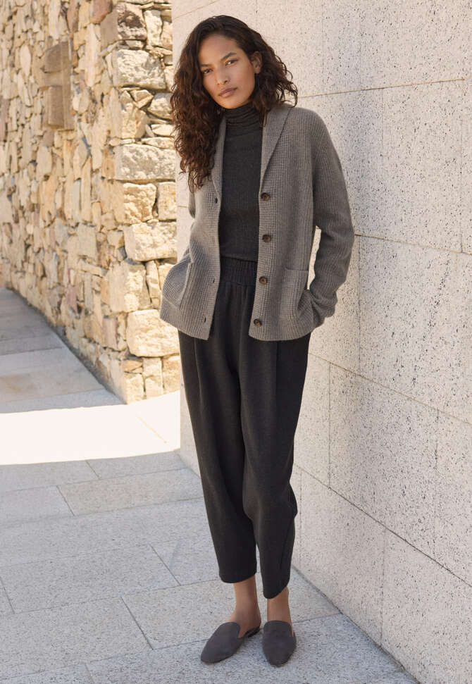 Shawl-collar cardigan, Dark haze, completeTheLook