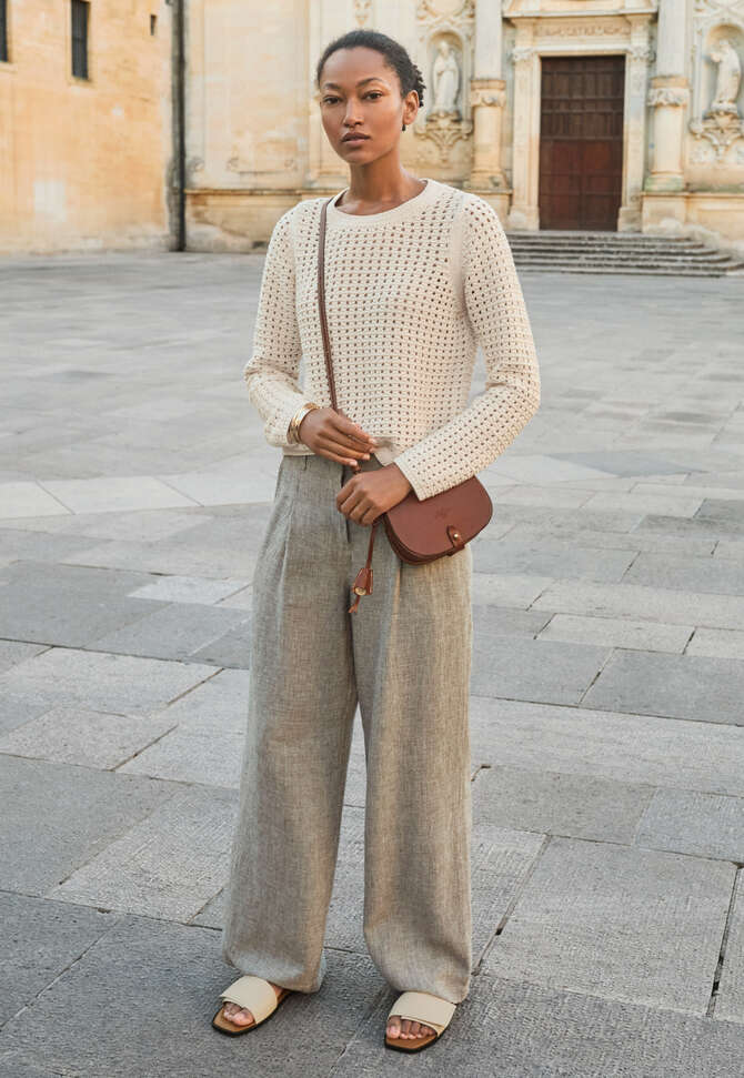 Pleat-front trousers, Natural fern, completeTheLook