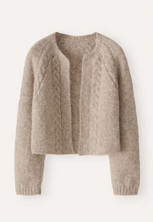 Cable-stitch cardigan, Shell grey, webstill