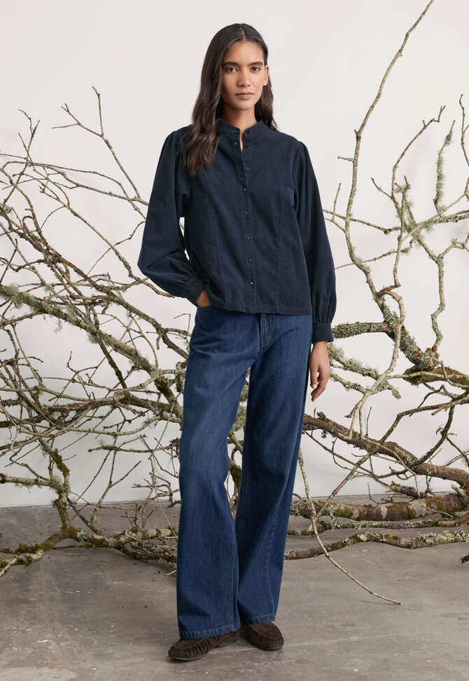Gathered sleeve blouse, Ink, completeTheLook