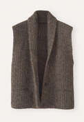Shawl-collar cardigan, Grey brown, webstill