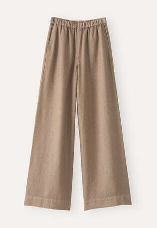 Wide-leg pull-on trousers, Taupe brown, webstill