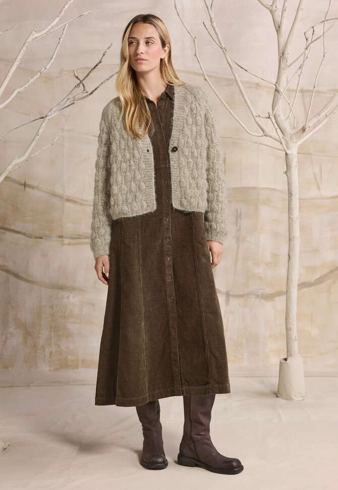 Hand-knitted cardigan, Fawn grey, completeTheLook