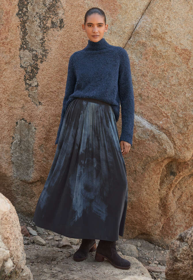 Funnel-neck sweater, Dark petrol, completeTheLook