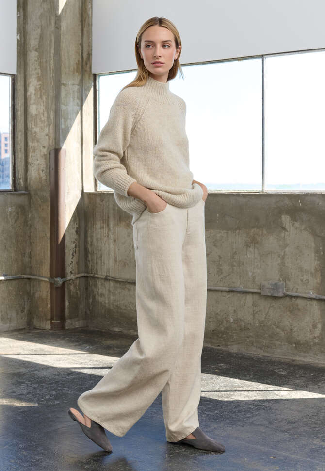 Funnel-neck sweater, Natural stone, completeTheLook