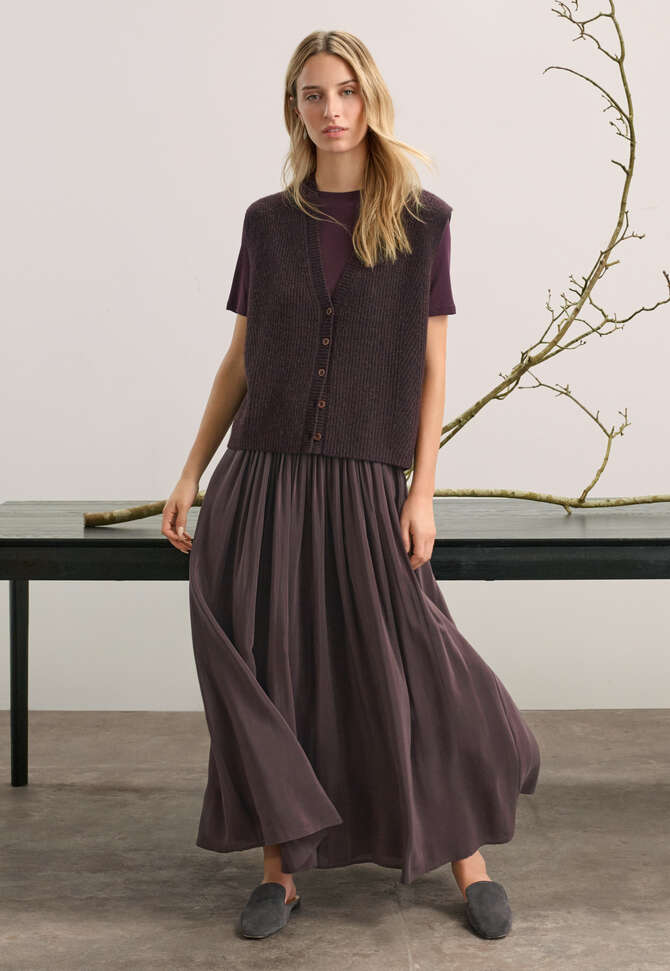 Sleeveless ribbed cardigan, Dark aubergine, completeTheLook