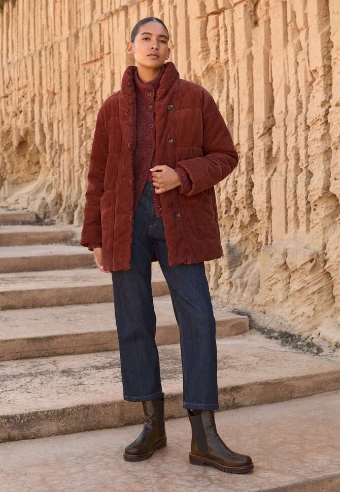 Padded shawl-collar coat, Chilli, completeTheLook