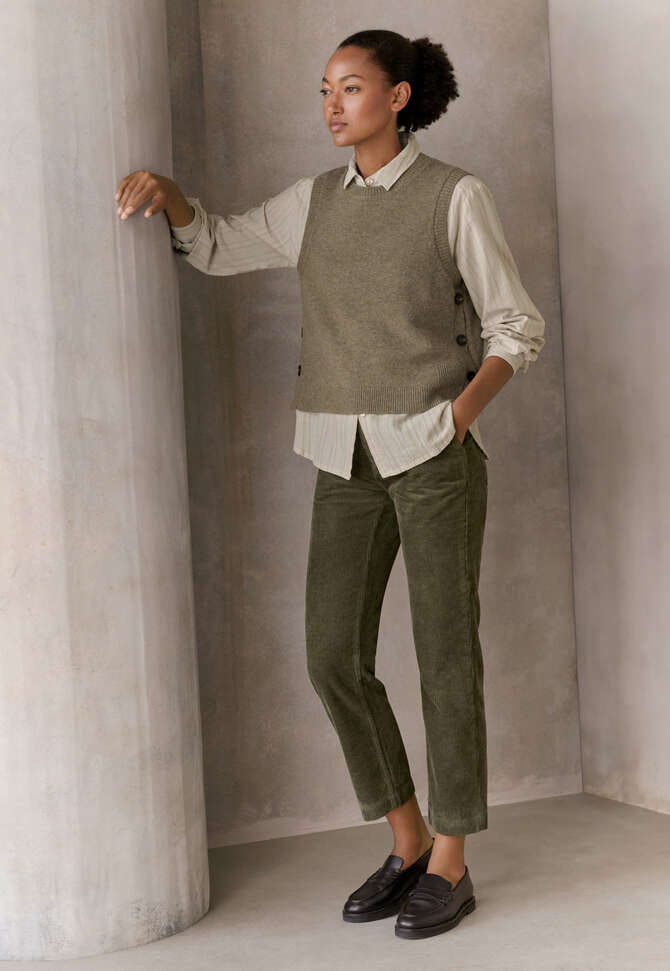 Sleeveless sweater, Khaki, completeTheLook