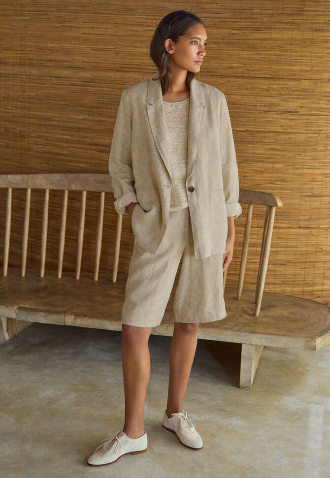 Short-sleeve sweater, M&eacute;lange natural, completeTheLook