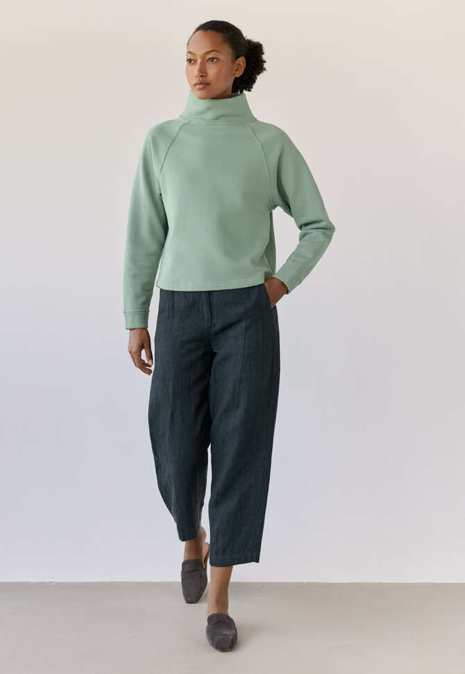 Funnel-neck sweatshirt, Dark aqua, completeTheLook