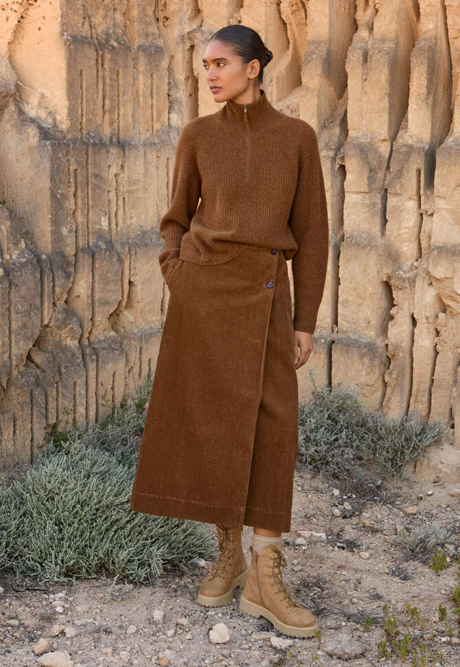 Wrap over skirt, Tobacco, completeTheLook