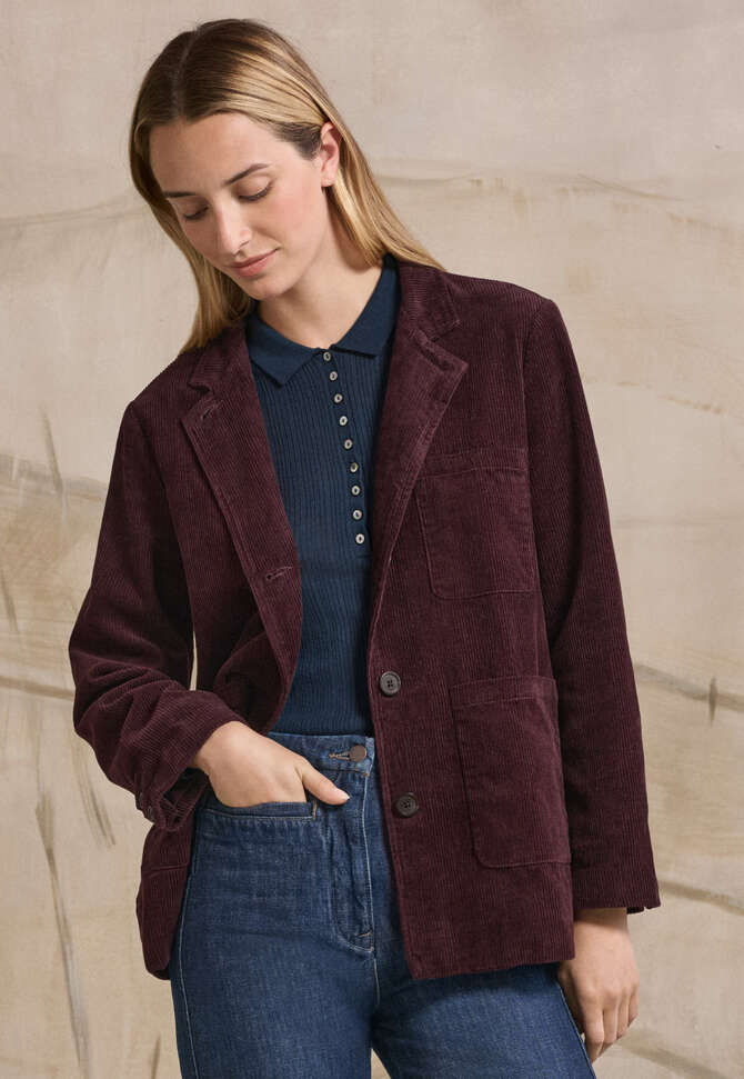 Cord patch-pocket jacket, Damson, completeTheLook