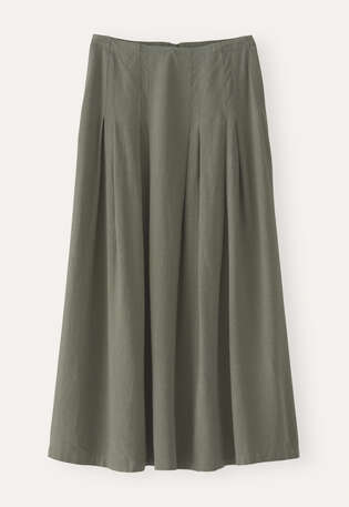 Long pleated skirt, Khaki green, webstill