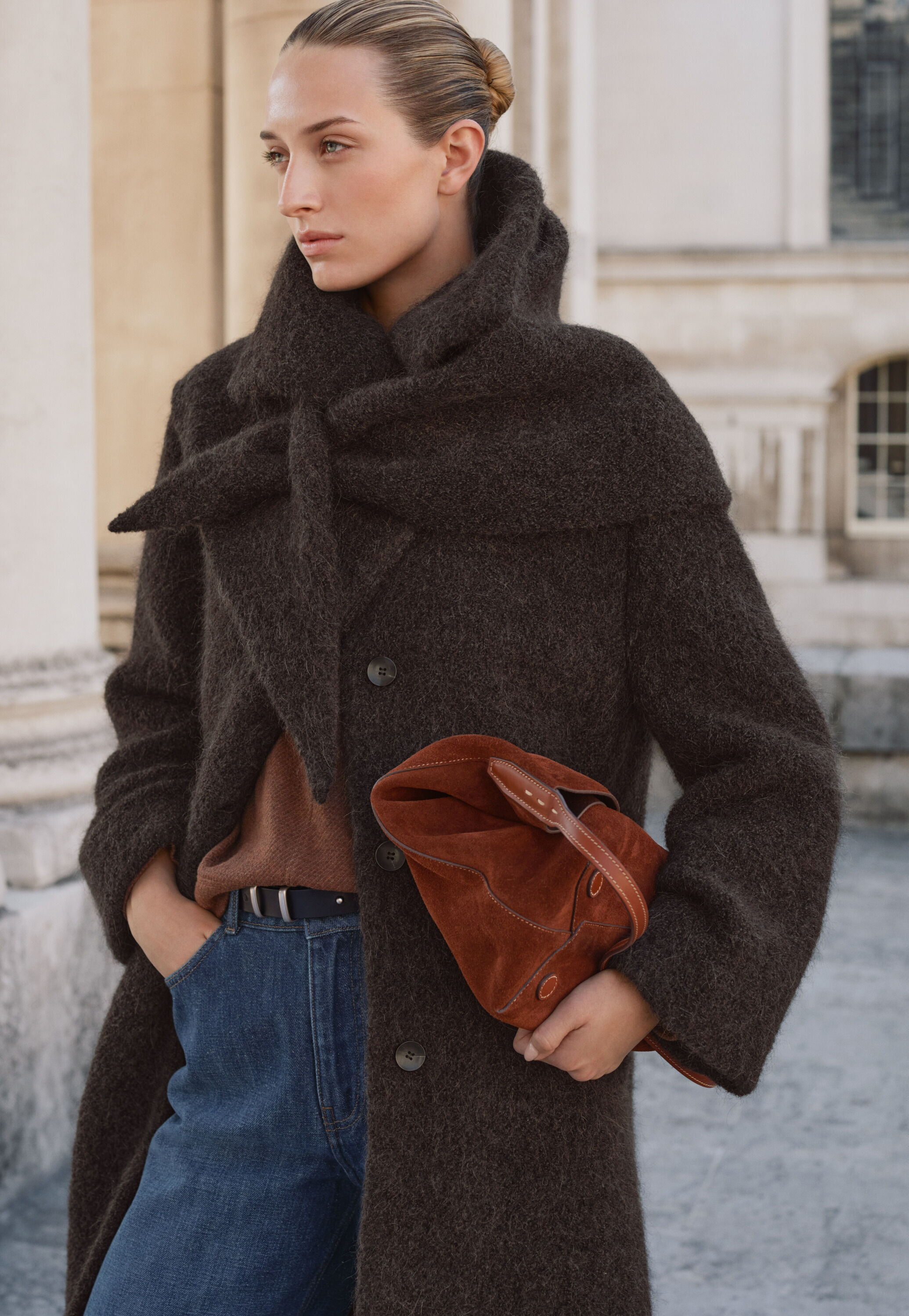 Boucl&eacute; coat, Coffee, large