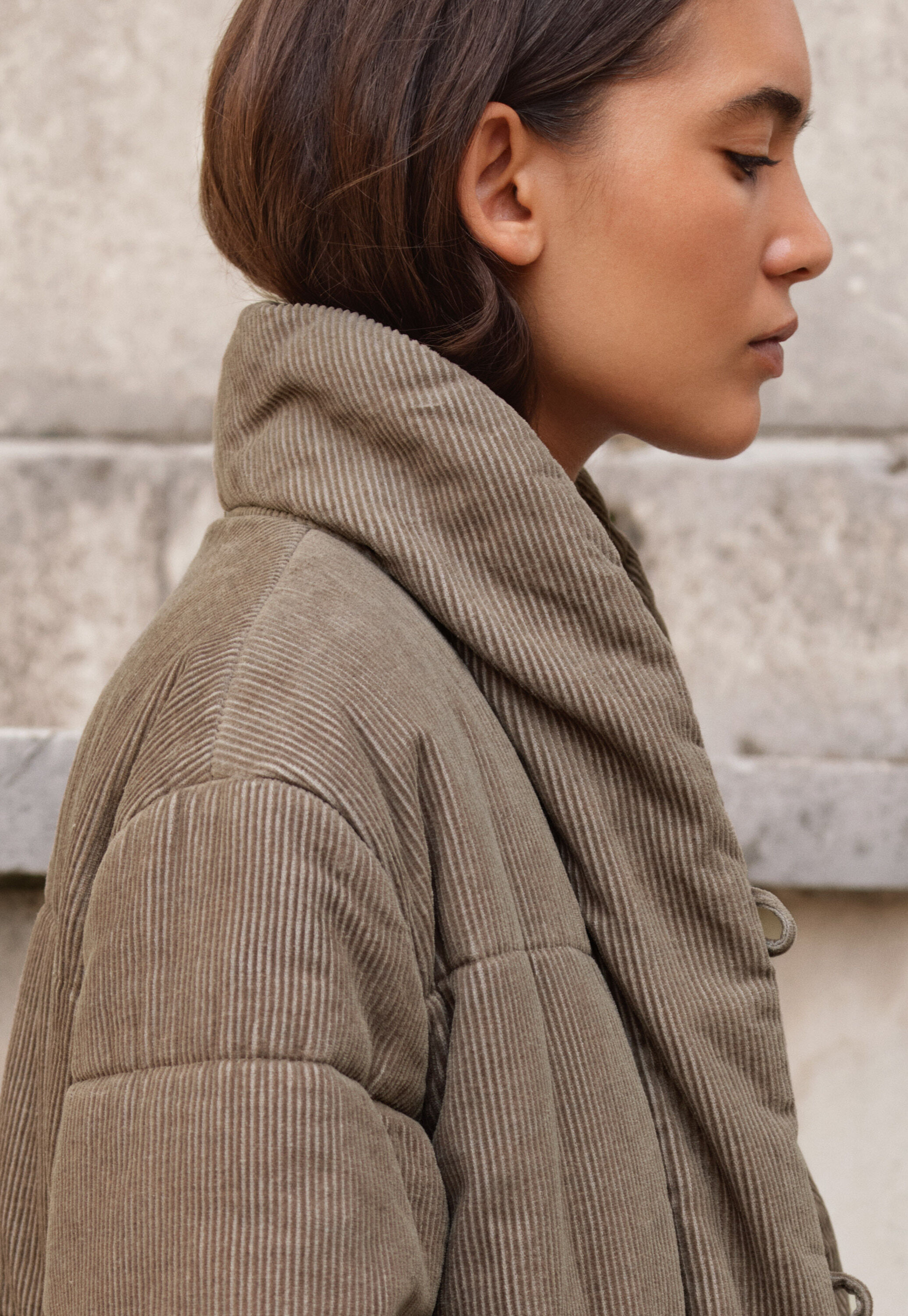 Padded shawl-collar coat