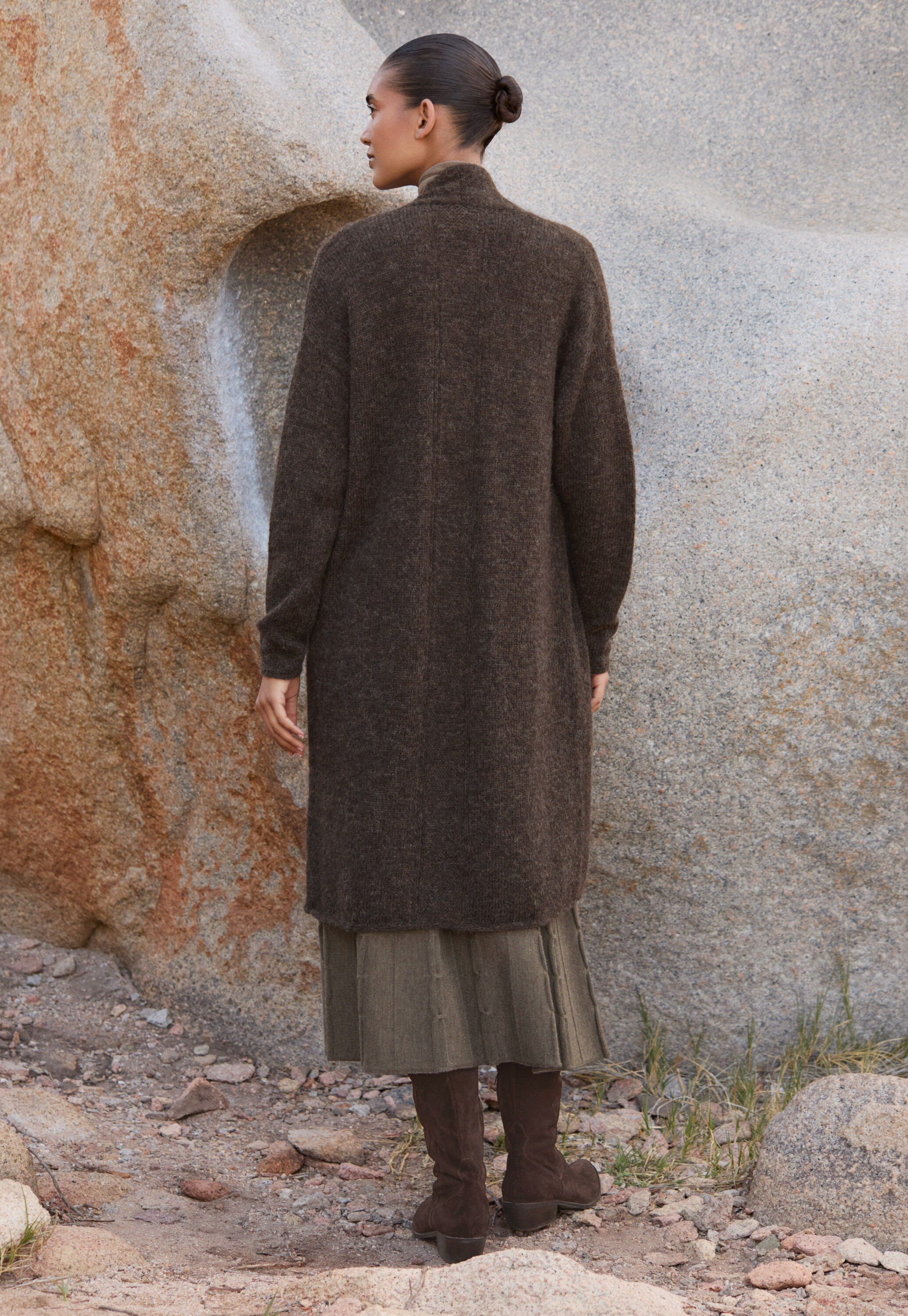 Edge-to-edge cardigan, Dark brown, large