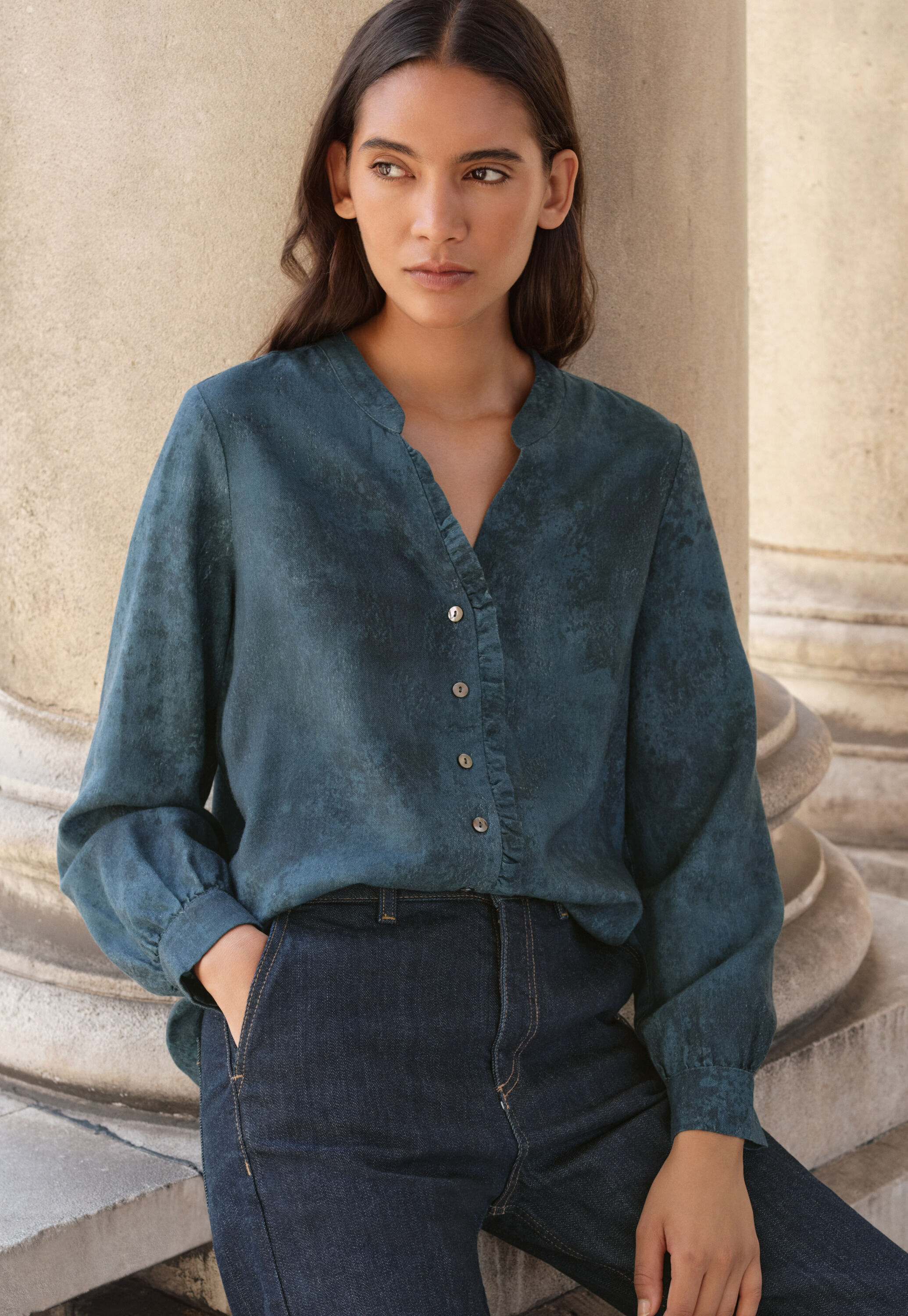 Frill front blouse