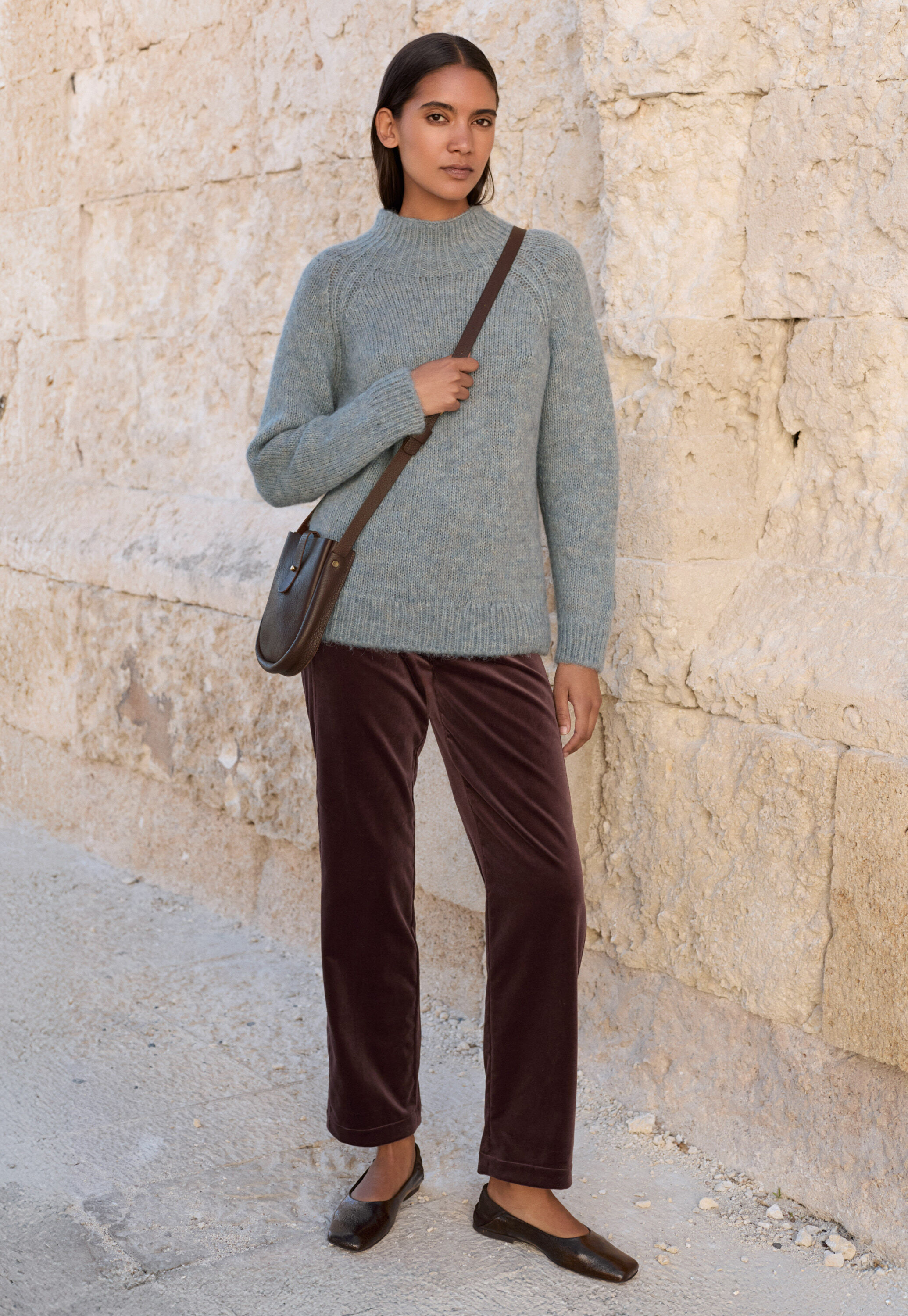 Funnel-neck sweater, Frosted blue, large