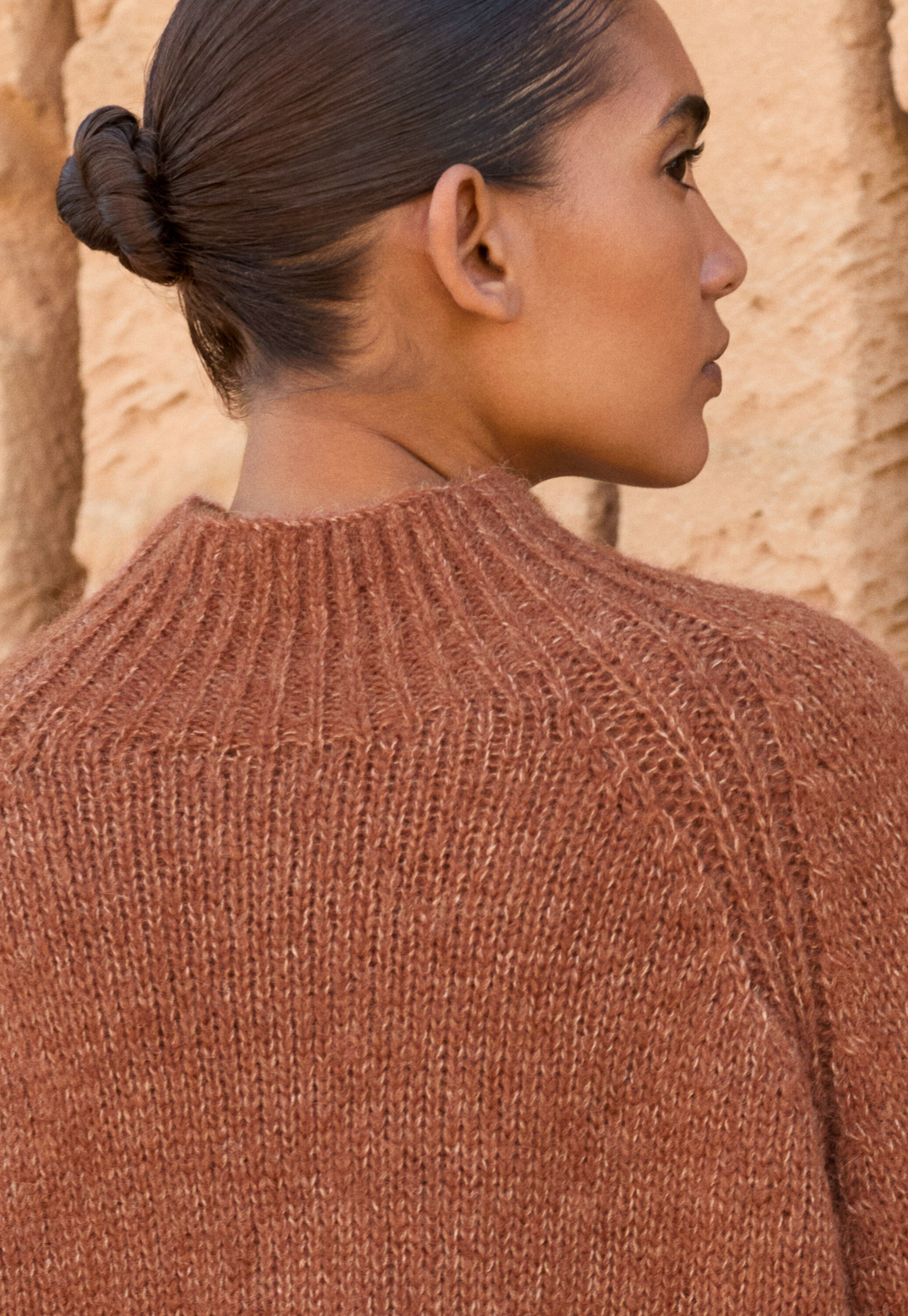Funnel-neck sweater, Copper orange, large