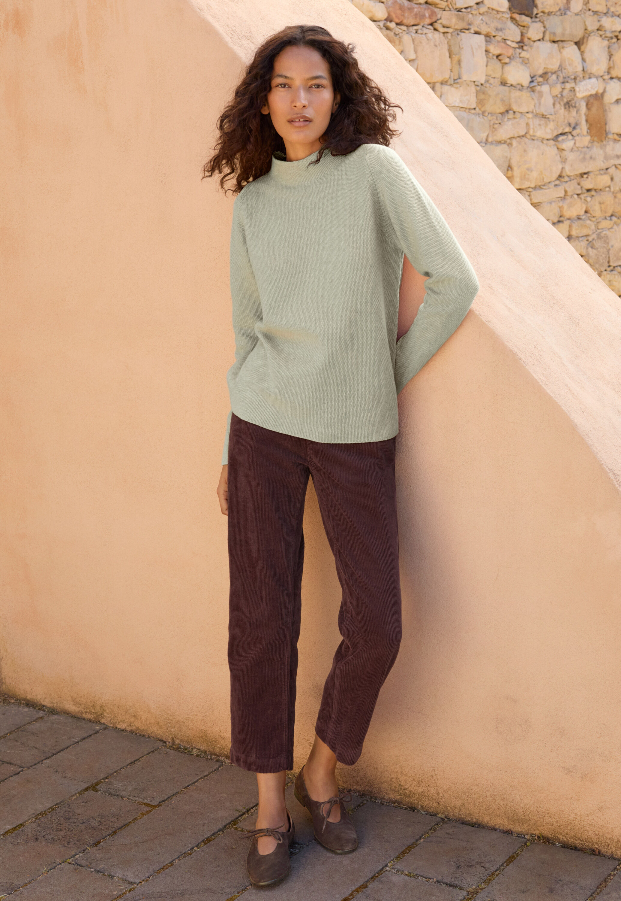 Slim cropped trousers, Soft aubergine, large