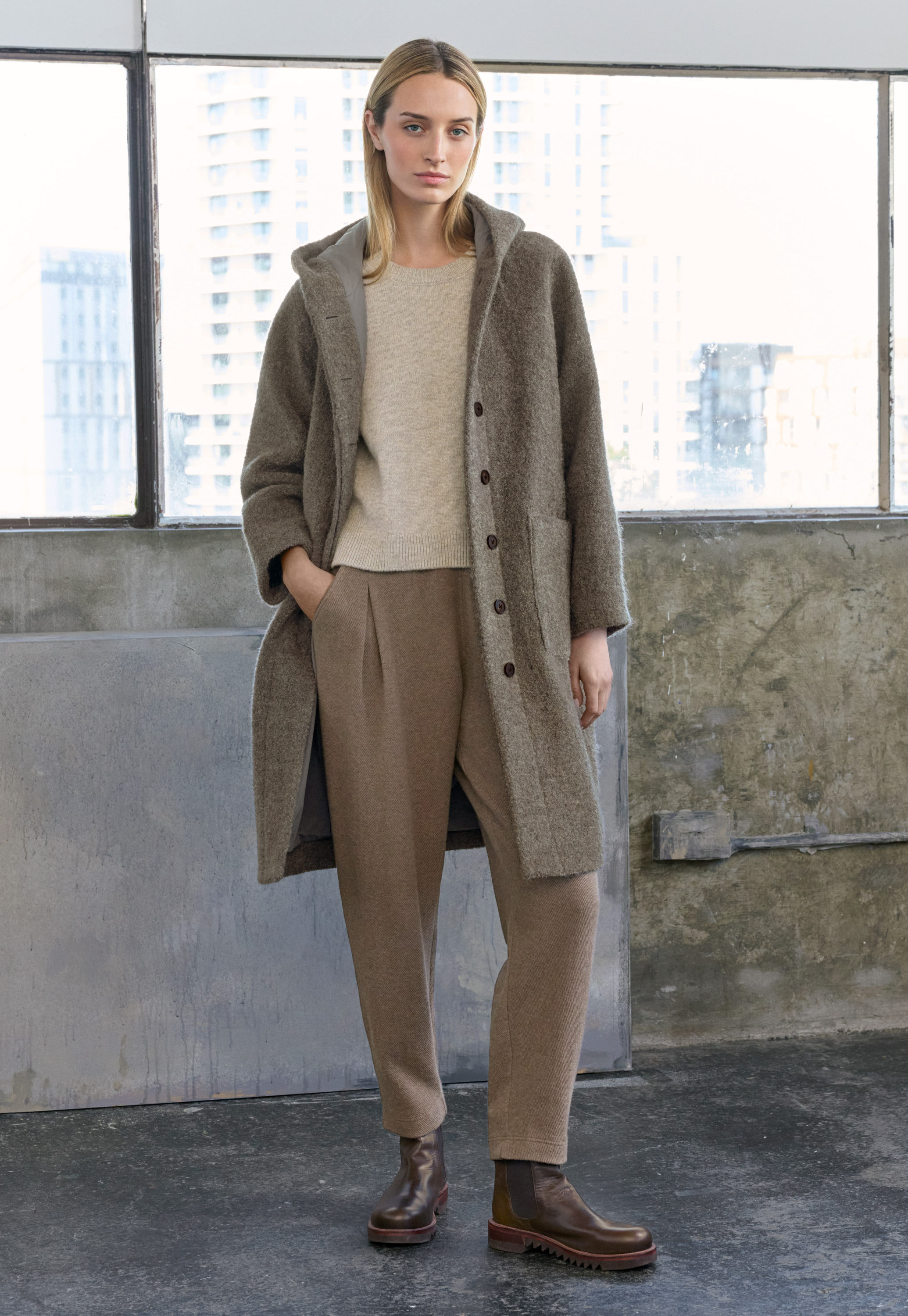 Jersey trousers, Taupe brown, large