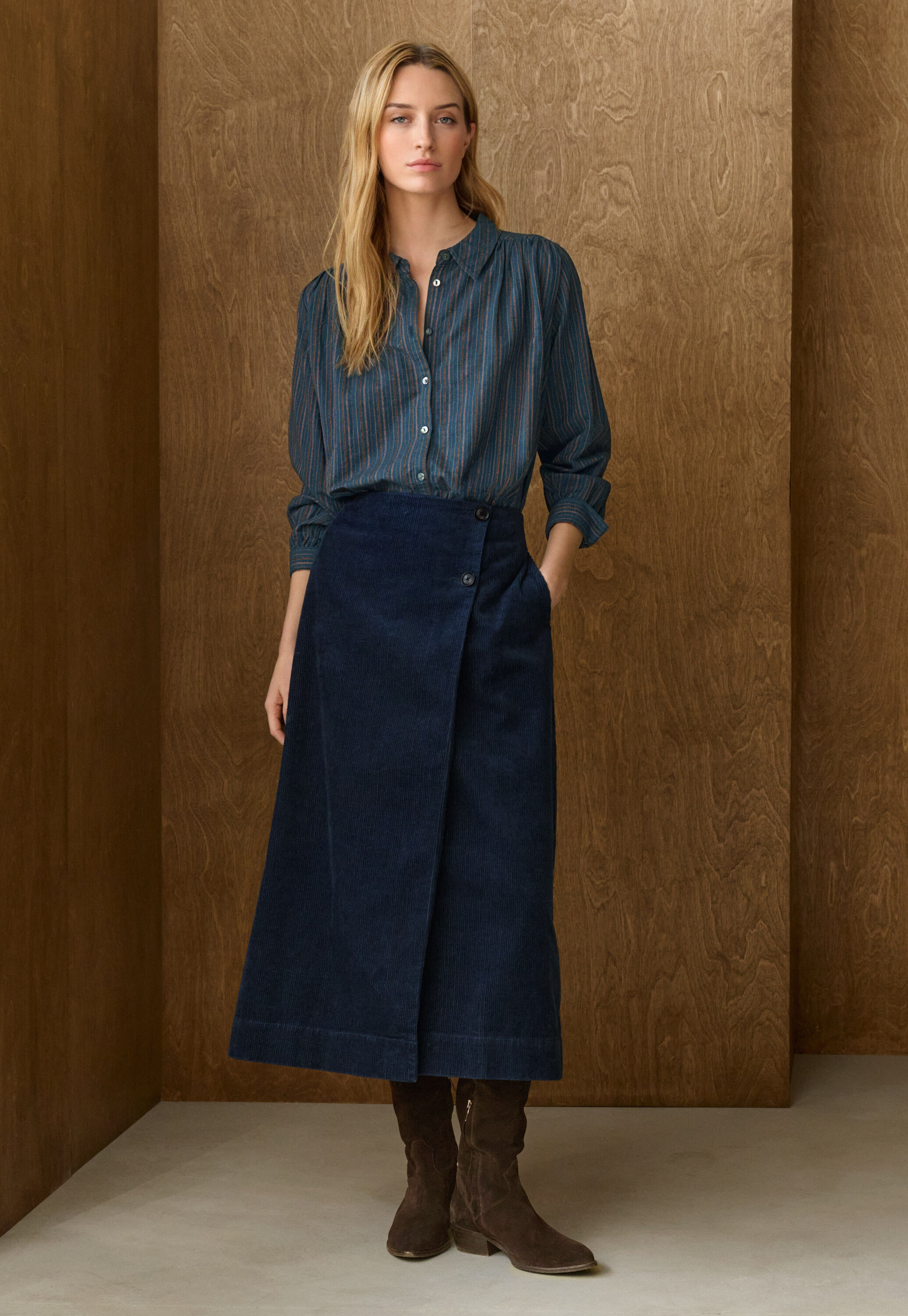 Wrap over skirt, Dark petrol, large