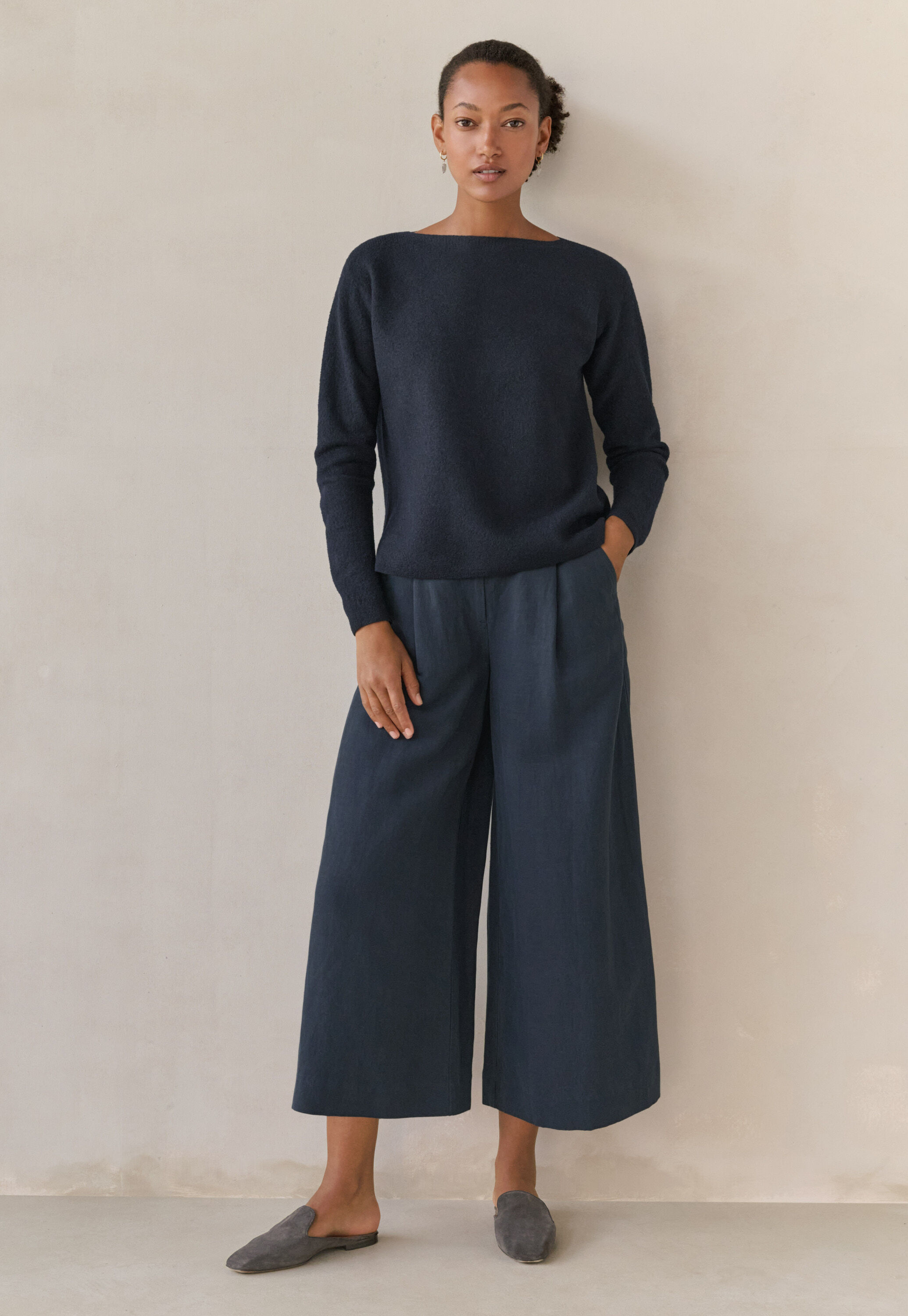 Boxy sweater, Blue black, large